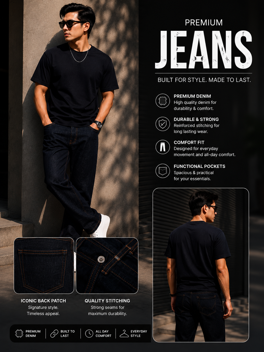 Straight Fit Denim Jeans